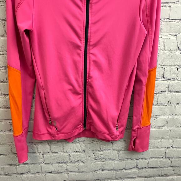 RLX Ralph Lauren Pink Orange Full Zip Jacket Medium Athleisure Thumbholes *READ - Picture 3 of 9